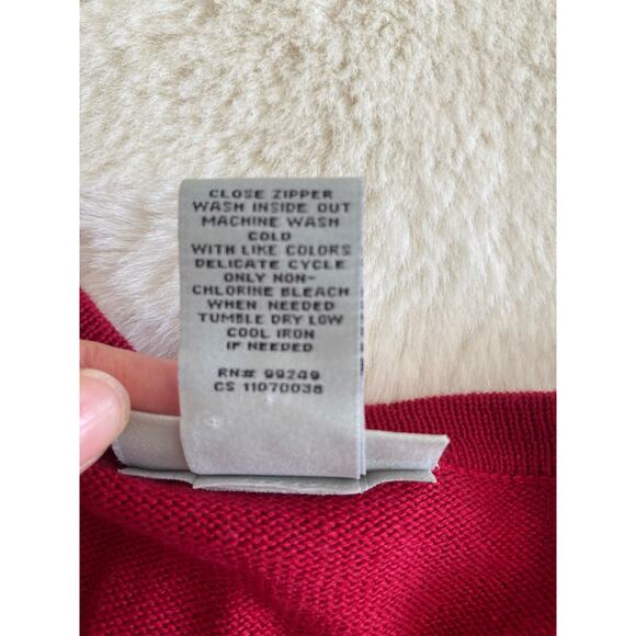 Catherine’s Womens Berry Embellished Ribbon Design Zipper Cardigan Sweater Sz 1X - Picture 7 of 7